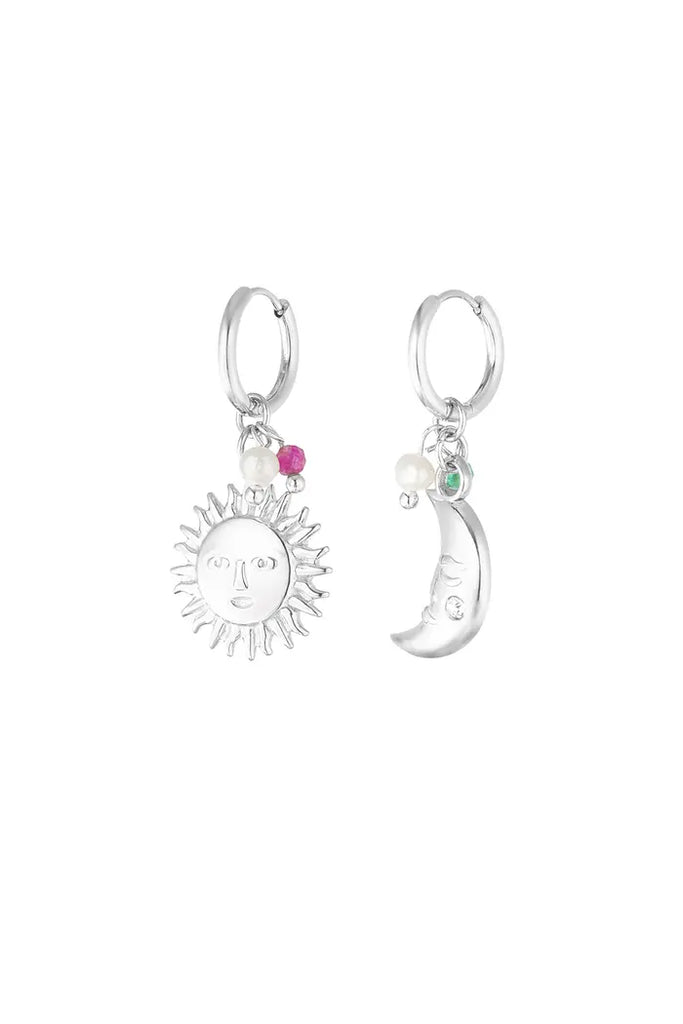 Moon&sun silver | oorbellen