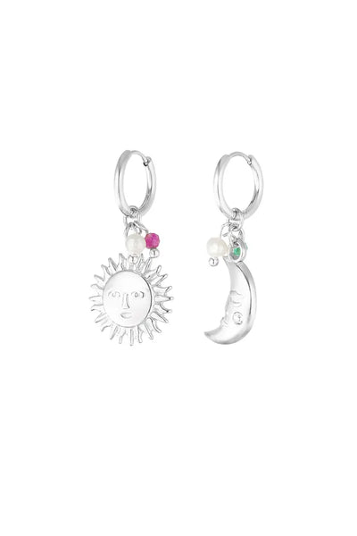 Moon&sun silver | oorbellen