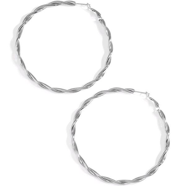 Twisted hoops silver | oorbellen