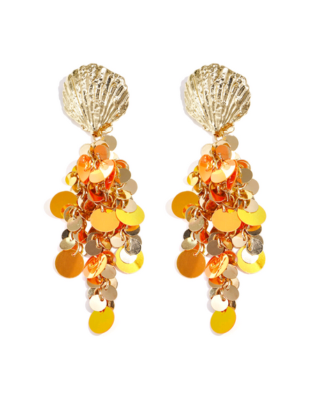 Orange shell |oorbellen