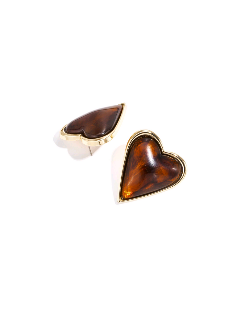 Brown big heart | oorbellen