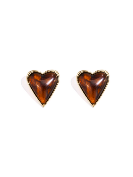 Brown big heart | oorbellen