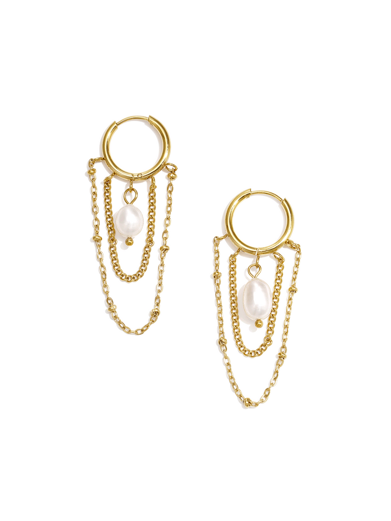 Gold pearl | oorbellen