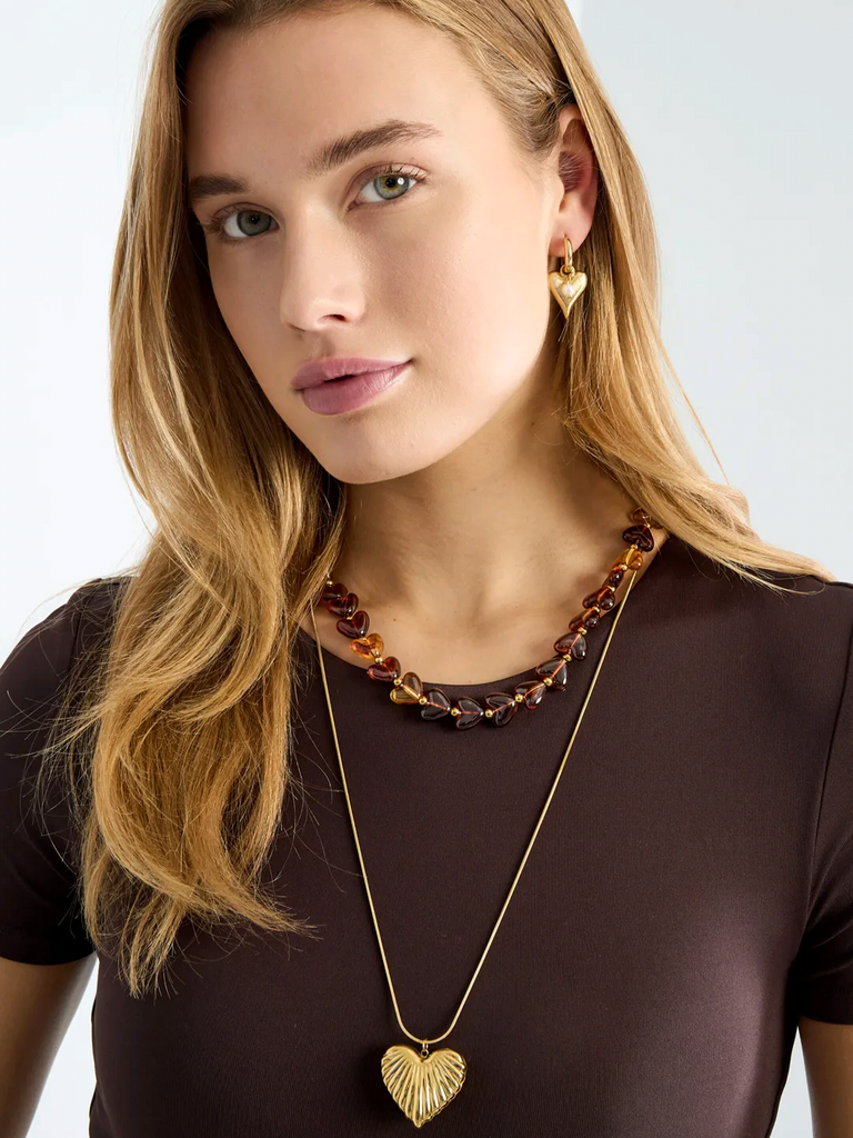 Bubble hearts Brown | ketting