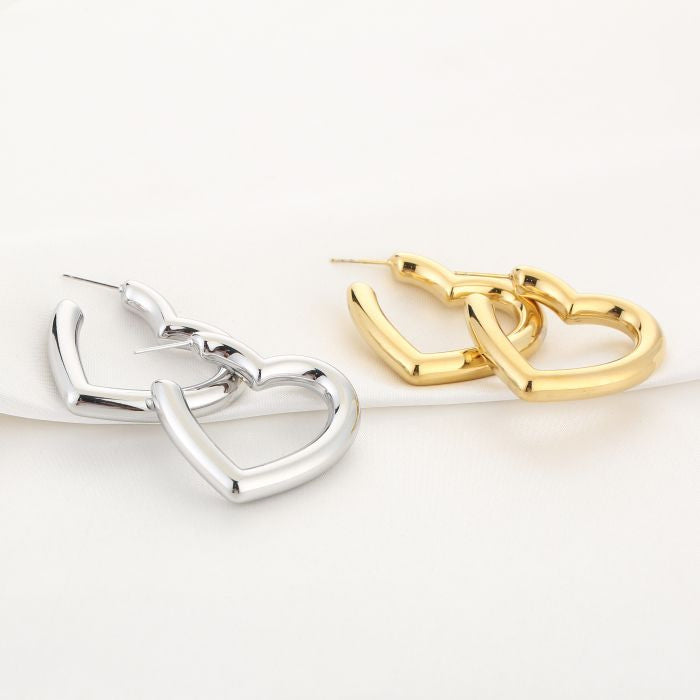 Heart hoops silver | oorbellen
