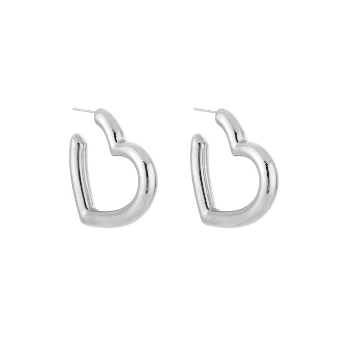 Heart hoops silver | oorbellen