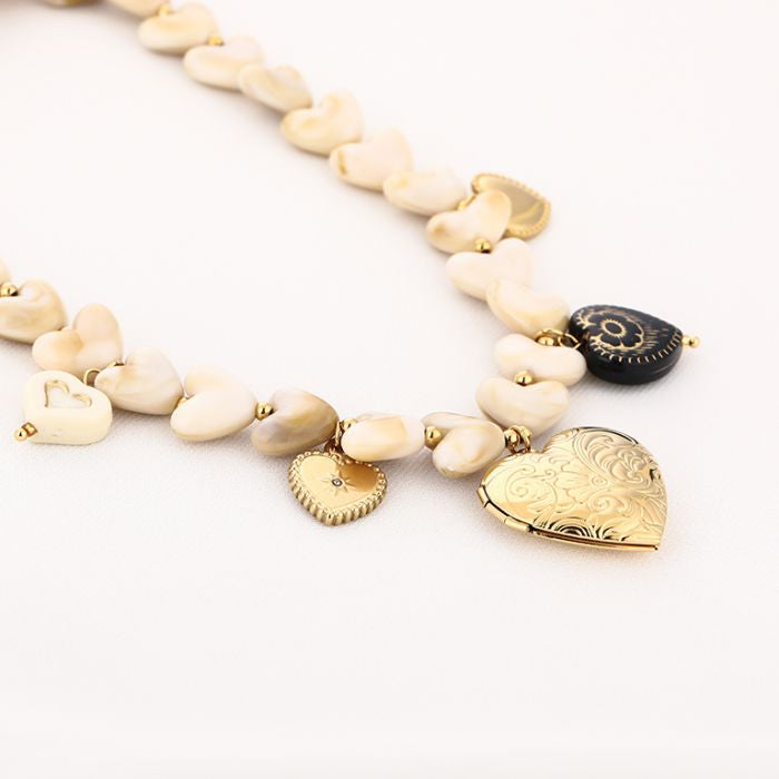 Lots of hearts beige | ketting