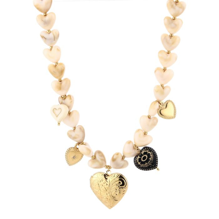 Lots of hearts beige | ketting